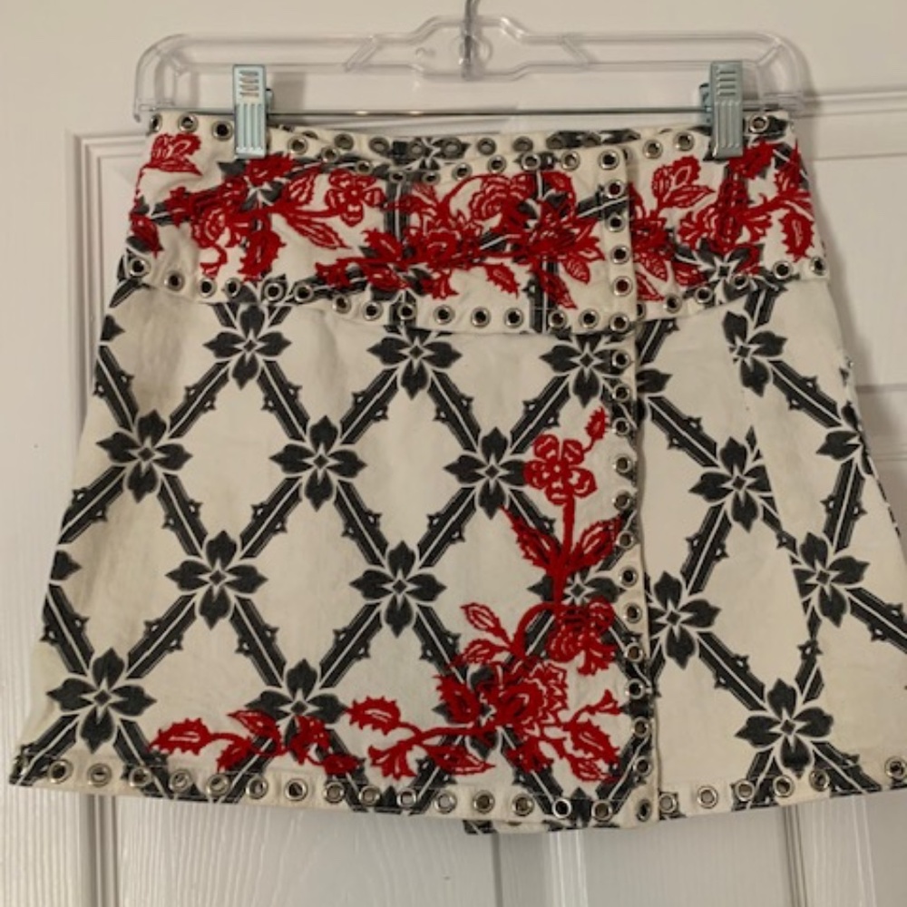Isabel Marant embellished white denim mini Gelicia skirt